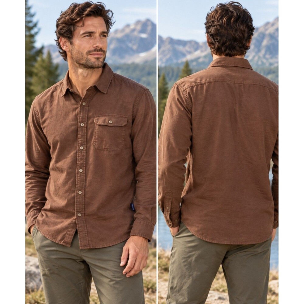 NWT Patagonia Lightweight Fjord Flannel Shirt Men’s XL Moose Brown Cotton 42410